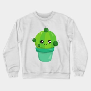 Cute Cactus, Kawaii Cactus, Green Cactus, Pot Crewneck Sweatshirt